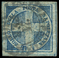 ITALIE (ANCIENS ETATS) DEUX SICILES 9a : 1/2t. Bleu Foncé, Croix De Savoie Obl. Càd Napoli 21/2/61, TB - Naples