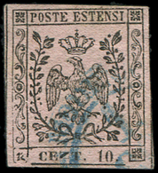 ITALIE (ANCIENS ETATS) MODENE 2Ad : 10c. Rose Obl. Avec Variété CEZT 10, Rare Et TB. C - Modène