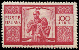 * *    ITALIE 503 : 100l. Rouge Carminé, TB - Oblitérés