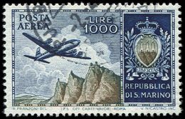 SAINT MARIN PA 101 : 1000l. Bleu Foncé Et Brun, Oblitéré, TB - Poste Aérienne