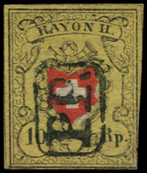 SUISSE 15 : 10Rp. Jaune, Noir Et Rouge, Obl. P.P., TB - 1843-1852 Timbres Cantonaux Et  Fédéraux
