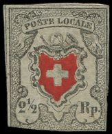 (*) (*)  SUISSE 16 : 2 1/2Rp. Noir Et Rouge, Défectueux, B - 1843-1852 Timbres Cantonaux Et  Fédéraux