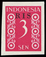 (*) (*)  INDONESIE 5 : 3s. Rouge, NON DENTELE, Surch. RIS, Case 62, Zonnebloem N°44D, Toujours Sans Gomme, TTB - Indonésie