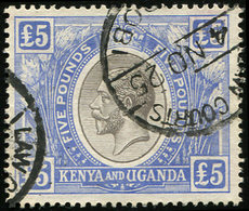 KENYA-OUGANDA 22 : 5£. Bleu Et Noir, Obl. 4/11/25, TB - Kenya & Ouganda