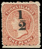 (*) (*)  TURKS ET CAIQUES 6b : 1/2 Sur 1p. Vermillon, T III, TB - Turks & Caicos (I. Turques Et Caïques)