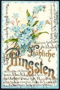 A7142 - Alte Litho Präge Glückwunschkarte - Pfingsten Golddruck - Gel 1902 - Pentecostés