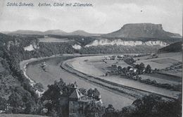 RATHEN - Elbtal Ca.1920 Mit Lilienstein Mit Rückseitigem Hotelstempel - Rathen