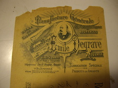 ROUBAIX  EMILE DEGRAVE   Manifacture Générale 1890-99 Chèque - Cheques & Traveler's Cheques