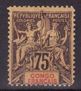 CONGO 1892 - 75c - Mi 26 MH* - Unused Stamps