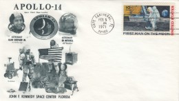 Apollo 14 Illustrated Cover, Astronauts Shepard Mitchell Moon Landing, Cape Canaveral Postmark 5 February 1971 - North  America