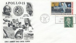 Apollo 15 Illustrated Cover, Astronauts Scott Irwin Moon Landing, Cape Canaveral Postmark 30 July 1971 - North  America