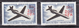 Réunion PA 59 Prototypes  Caravelle Nouveaux Francs Variété Surcharge Décalée Et Normal Neuf ** MnH Sin Charmela - Posta Aerea