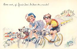 ILLUSTRATEUR JANSER - ENFANTS CYCLISTE - édit; SUPERLUXE - Janser