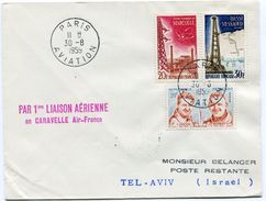 Delcampe - 1 Ière Liaison Aérienne Par CARAVELLE AIR FRANCE Entre PARIS Et TEL AVIV   Sur Env. Du 30/08/1959 - 1927-1959 Briefe & Dokumente