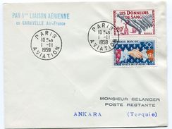 1 Ière Liaison Aérienne Par CARAVELLE AIR FRANCE Entre PARIS Et ANKARA Sur Env. Du 01/11/1959 - 1927-1959 Covers & Documents