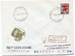 1 Ière Liaison Aérienne Par CARAVELLE AIR FRANCE Entre PARIS Et ALGER Sur Env. Du 14/12/1959 - 1927-1959 Storia Postale