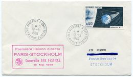 1 Ière Liaison  Directe PARIS STOCKHOLM Caravelle AIR FRANCE Sur Env. Du 19/05/1966 - 1960-.... Brieven & Documenten