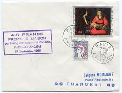 AIR FRANCE  1ière Liaison PARIS CHANGHAI Sur Env. Du 19/09/1966 - 1960-.... Briefe & Dokumente