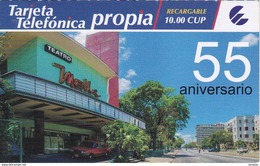 TARJETA DE CUBA DE PROPIA DE 10 CUP DEL 55 ANIVERSARIO DEL TEATRO MELLA  (ETECSA) - Cuba