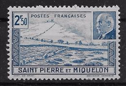 1941  Saint Pierre Et Miquelon  N° 211  Nf ** . MNH . Falaise, Phare Et Mal Pétain . - Unused Stamps