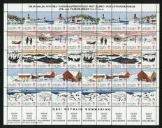 Sweden. Christmas Seal 1976/77 Mnh Full Sheet Unfolded. Lighthouse,Ferry,Horse. - Fogli Completi