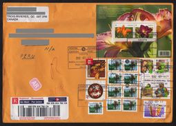 CANADA REGISTERED COVER WITH FLORA STAMPS AND AVIS DE RECEPTION - Brieven En Documenten