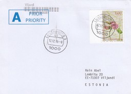 GOOD LUXEMBOURG Postal Cover To ESTONIA 2016 - Good Stamped: Flower - Cartas & Documentos