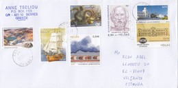 GOOD GREECE Postal Cover To ESTONIA 2017 - Good Stamped: Views ; Ship ; Octopus - Lettres & Documents