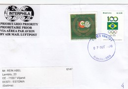 GOOD BRAZIL Postal Cover To ESTONIA 2016 - Good Stamped: Palmeiras ; Olympic - Lettres & Documents