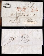 0001 3 Giugno 1850 - Lettera Da Milano A Pescia - Franco Frontiera (rosso) - Tassata - Sonstige & Ohne Zuordnung