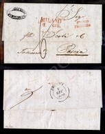 0001 3 Giugno 1850 - Lettera Da Milano A Pescia - Franco Frontiera (rosso) - Tassata - Andere & Zonder Classificatie