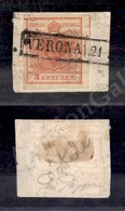0008 1850 - 3 Kreuzer (3 - Austria) Su Frammento Da Verona - Autres & Non Classés