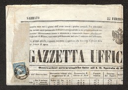 0014 3 Cent Mercurio (6) Carta A Coste Verticali Su Giornale “Gazzetta Di Milano” - Como 25.2.1851 (3.250) - Sonstige & Ohne Zuordnung