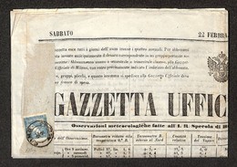 0014 3 Cent Mercurio (6) Carta A Coste Verticali Su Giornale “Gazzetta Di Milano” - Como 25.2.1851 (3.250) - Andere & Zonder Classificatie