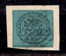 0064 1867 - 5 Cent Azzurro Verdastro (16) Su Frammento - Ottimi Margini - Molto Bello (475) - Andere & Zonder Classificatie