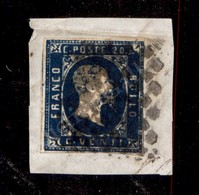 0085 1851 - 20 Cent Azzurro Scuro (2b) Su Frammento - Ben Marginato (600) - Sonstige & Ohne Zuordnung