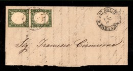 0091 Coppia Del 5 Cent Verde Oliva (13Ca) Su Testatina Da Palermo A Cefalù Del 7.12.1861 (1.100) - Other & Unclassified