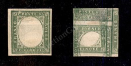 0092 1863 - 5 Cent Verde (13Ea) - Al Retro Doppia Stampa Diritta E Capovolta Della Cornice - Nuovo Senza Gomma - Sonstige & Ohne Zuordnung