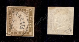 0094 1859 - 10 Cent Bruno Giallastro (14Aa) - Raccomandata Unico Annullatore - Diena - Other & Unclassified