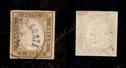 0094 1859 - 10 Cent Bruno Giallastro (14Aa) - Raccomandata Unico Annullatore - Diena - Andere & Zonder Classificatie