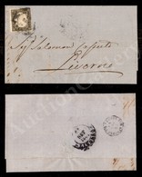 0096 10 Cent Oliva Grigio Scurissimo (14Cb) Lettera Da Arezzo A Livorno Del 10.9.1861 - Margine Intaccato Nell’angolo In - Other & Unclassified