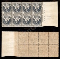 0166 1916 - 20 Cent Su 15 Croce Rossa (104) - Blocco Di Otto Bordo Di Foglio - Gomma Integra (500+) - Other & Unclassified
