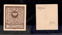 0219 1923 - Saggio Cisari - 5 Cent (Unif. 111) - Carta Patinata Senza Gomma - Cert. Caffaz - Other & Unclassified