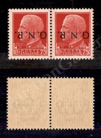 0277 1944 - Coppia Orizzontale Del 75 Cent (478a) Con Soprastampe Capovolte - GN Con Punti Piccoli A Destra - Non Catalo - Sonstige & Ohne Zuordnung