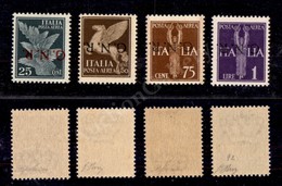 0297 1944 - Posta Aerea - Soprastampe Capovolte (117a + 118a + 119a + 121a) - 4 Valori - Gomma Integra - Oliva (650) - Other & Unclassified