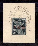 0298 1944 - 25 Cent (117a - Aerea) Con Soprastampa Capovolta Su Frammento - Oliva - Andere & Zonder Classificatie