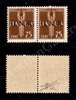 0302 1944 - Coppia Orizzontale Del 75 Cent (119cce/119 - Aerea) - Due Tratti Verticali Dopo R A Sinistra - Gomma Integra - Sonstige & Ohne Zuordnung