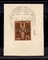 0304 1944 - 75 Cent (119a - Aerea) Con Soprastampa Capovolta Su Frammento - Oliva - Sonstige & Ohne Zuordnung