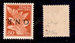 0305 1944 - 80 Cent (120a - Aerea) Con Soprastampa Capovolta - Gomma Integra - Oliva + Chiavarello (450) - Autres & Non Classés