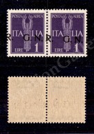 0307 1944 - 1 Lira (121cb - Aerea) - Coppia Orizzontale Con Soprastampe Oblique - Gomma Integra (640+) - Other & Unclassified